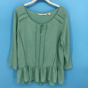 LC Sea Foam Green with White Polka Dot Boho Top